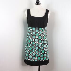 AB Studio Women’s 6 Green Black Geometric Sleeveless Stretch Empire Waist Dress